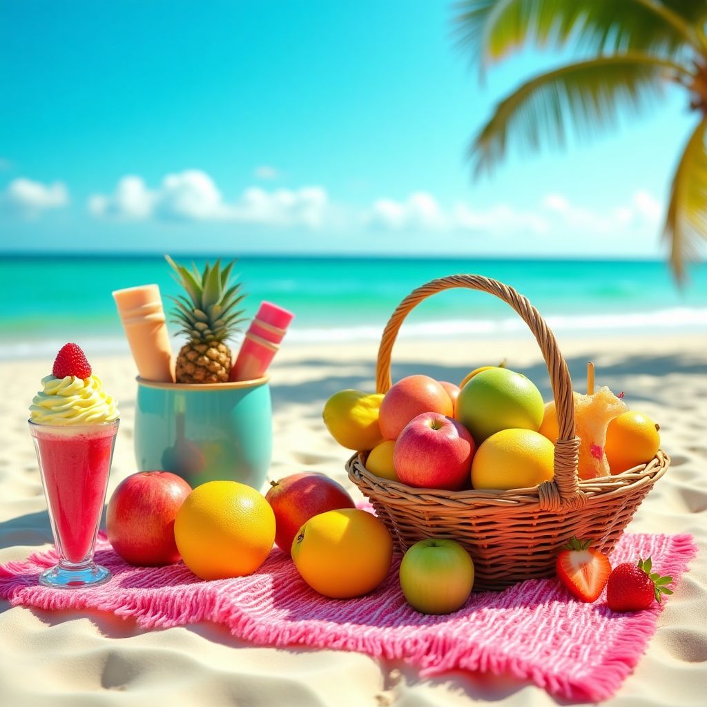 Beach picnic setup