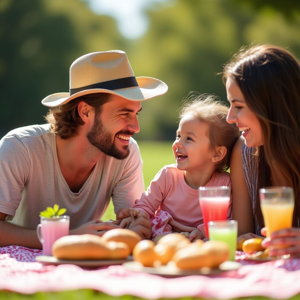 Family enjoying picnic