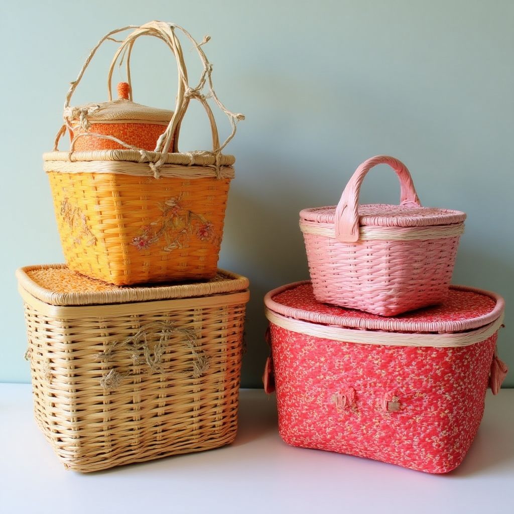 Collection of colorful Australian picnic baskets