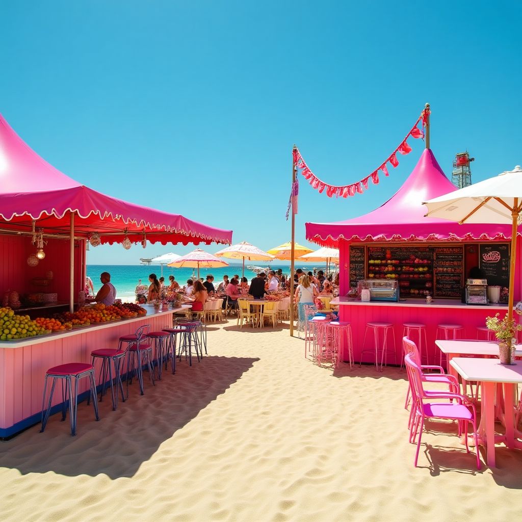 Summer Fruits Festival setup at Bondi Beach